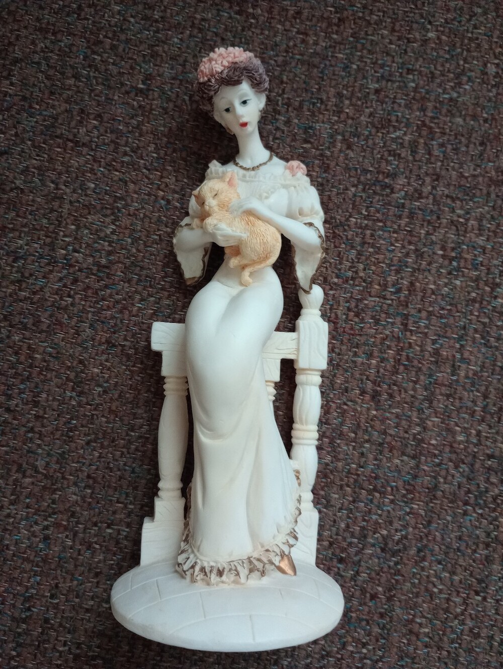 Vintage Marlo Collection By Artmark Victorian Woman Sitting On Fence Figurine